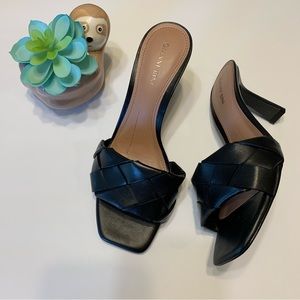 Gianni Bini Black Woven Heeled Sandals